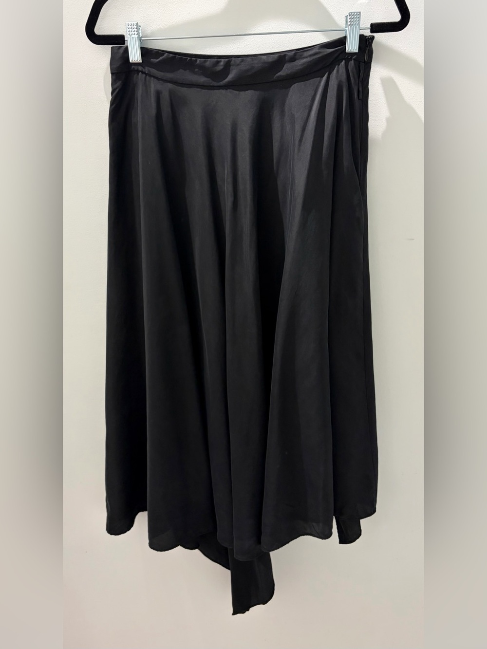 MO&Co. Asymmetrical Midi Flowy Skirt Black Cupro Blend M - Picture 8 of 10